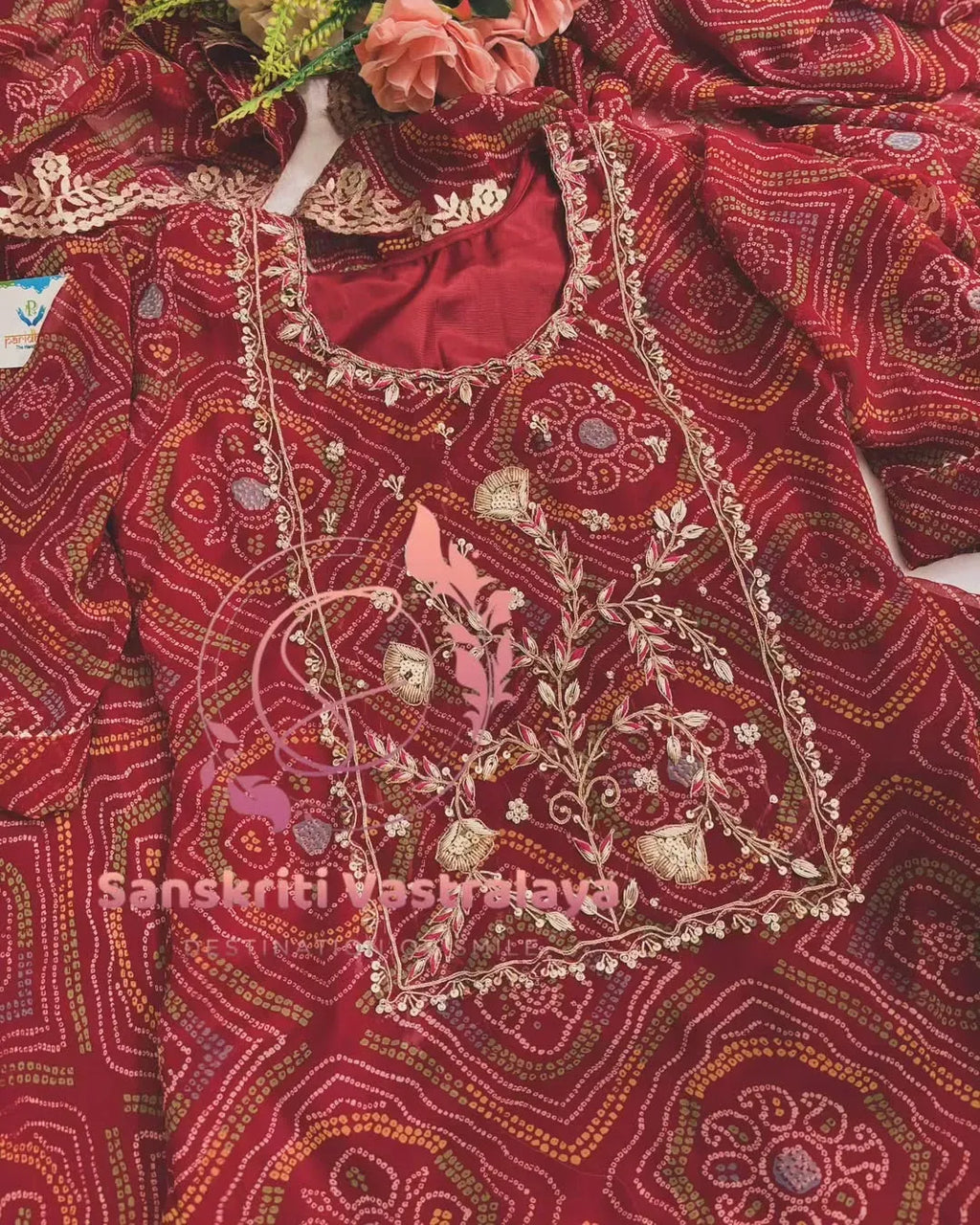 georgette fabric kurta with zardoshi handwork