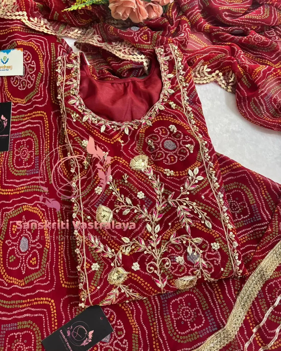 georgette fabric kurta with zardoshi handwork