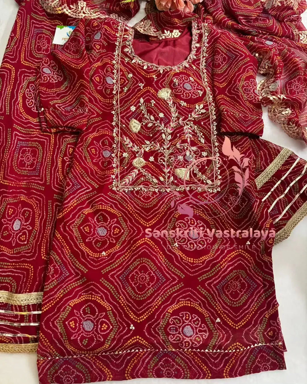 georgette fabric kurta with zardoshi handwork