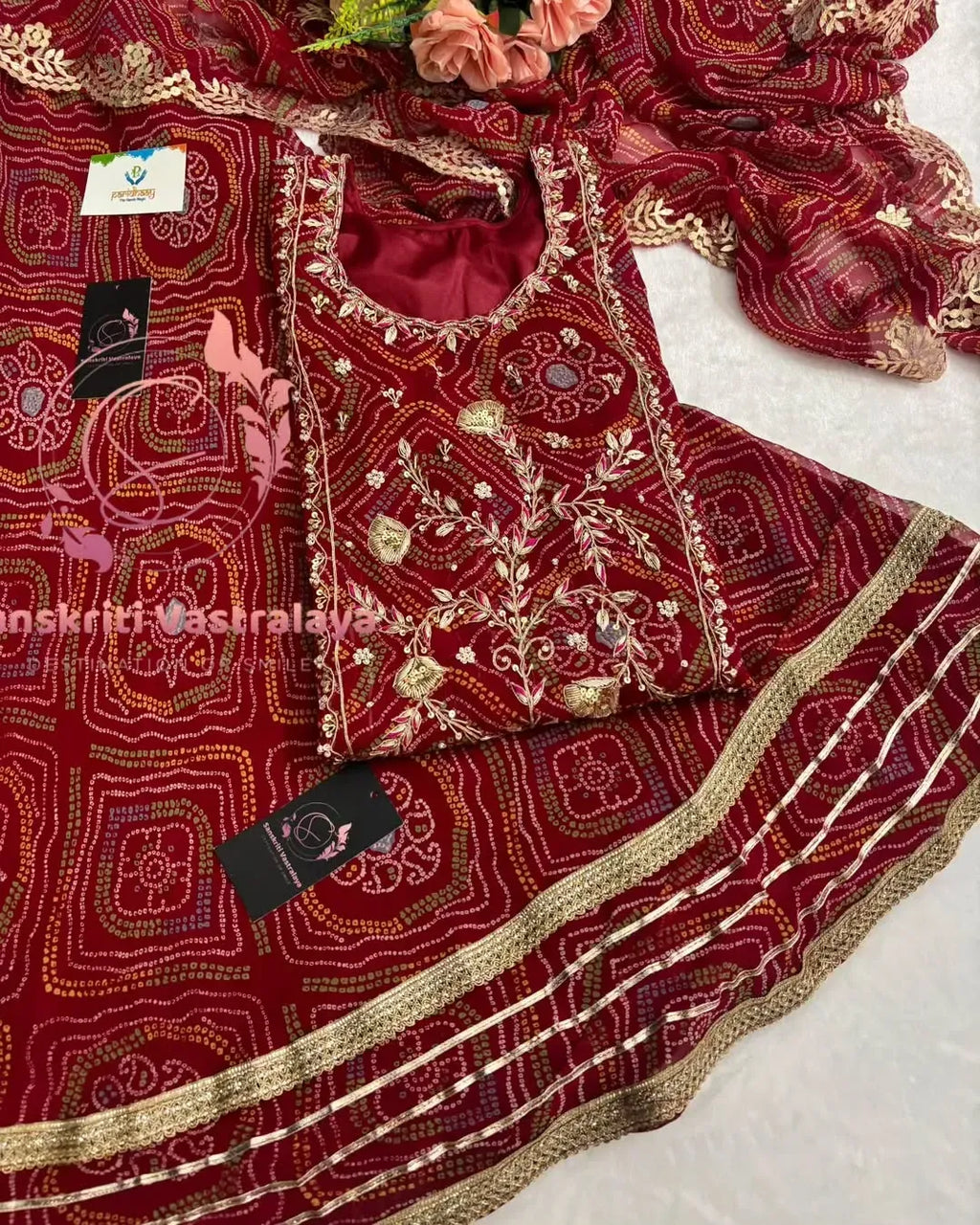 georgette fabric kurta with zardoshi handwork