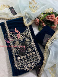 Velvet fabric kurta with zardogi handwork