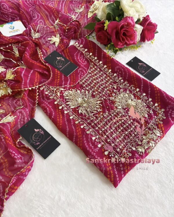 Georgette Handwork Suit In Pink - Image 3