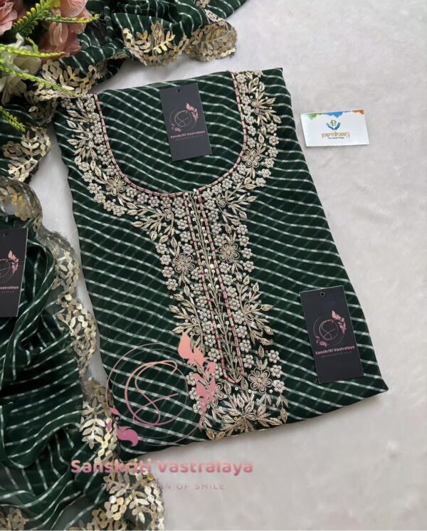 Georgette Handwork Suit with Zardozi Handwork In Green