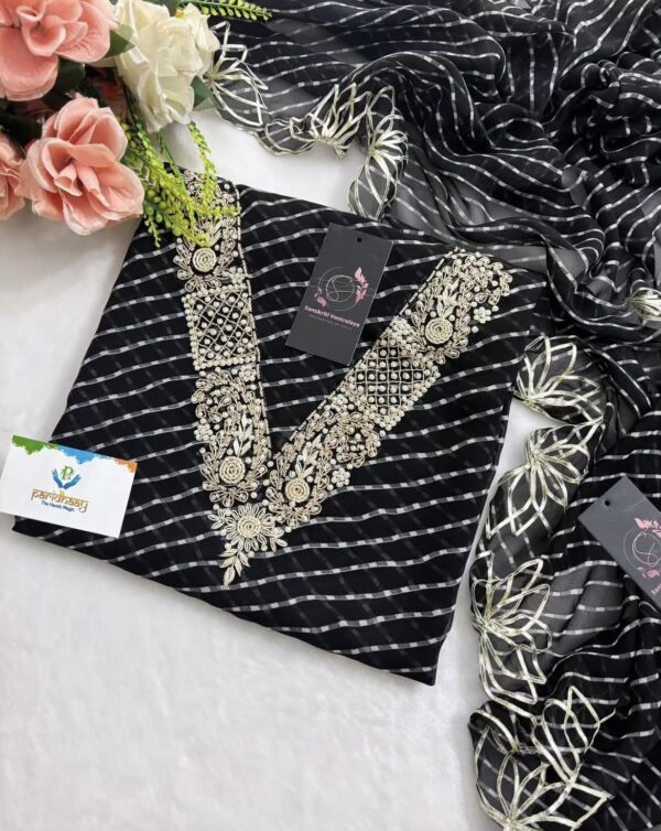 Georgette Mothada Suit with Zardozi Handwork In Black