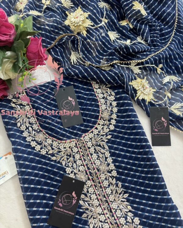 Georgette Zardozi Handwork Suit In Mothada Tile Blue Colour - Image 2