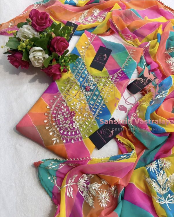 Georgette Suit with Zardozi Handwork In Multicolour