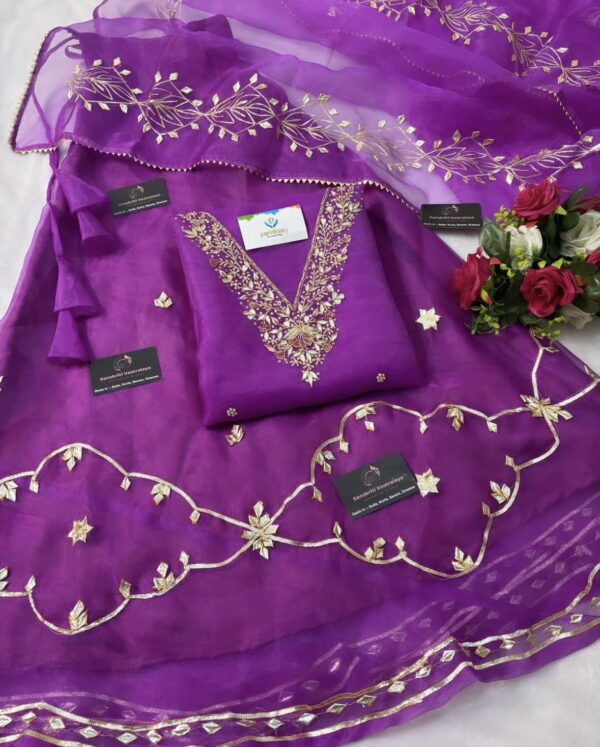 Organza Skirt Suit Set In Violet