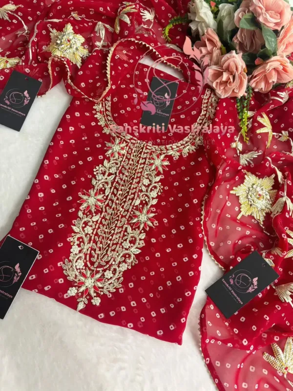 Georgette fabric kurta with zardoshi handwork - Image 3