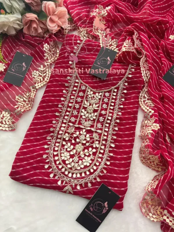Georgette fabric kurta with zardoshi handwork - Image 3