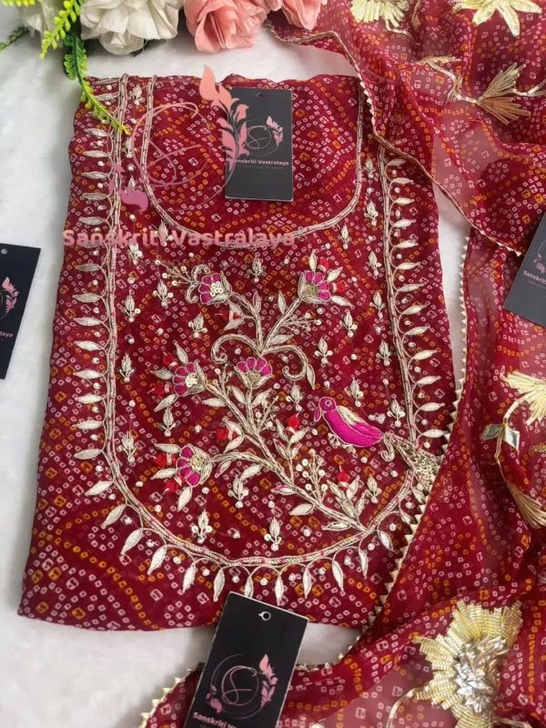 Georgette fabric kurta with zardoshi handwork - Image 2