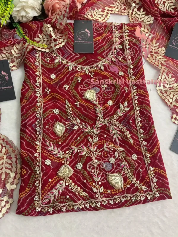 Georgette fabric kurta with zardoshi handwork - Image 2