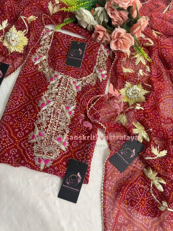 Georgette fabric kurta with zardoshi handwork - Image 2