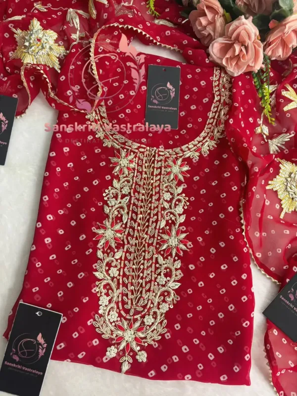 Georgette fabric kurta with zardoshi handwork - Image 2