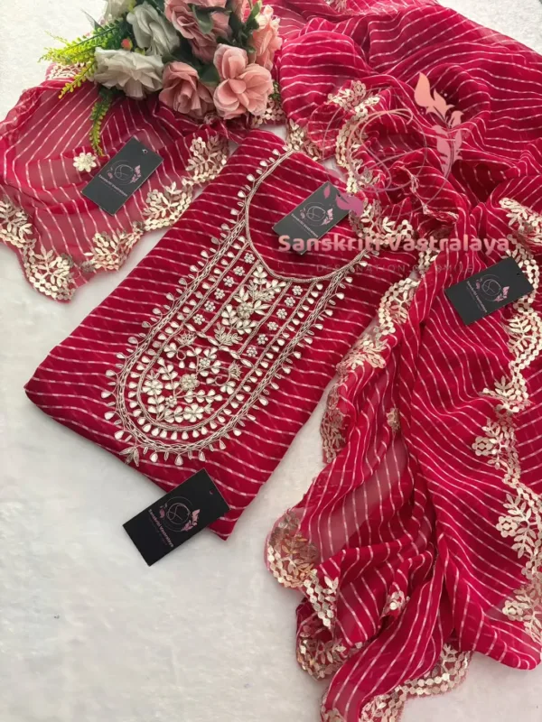 Georgette fabric kurta with zardoshi handwork - Image 2