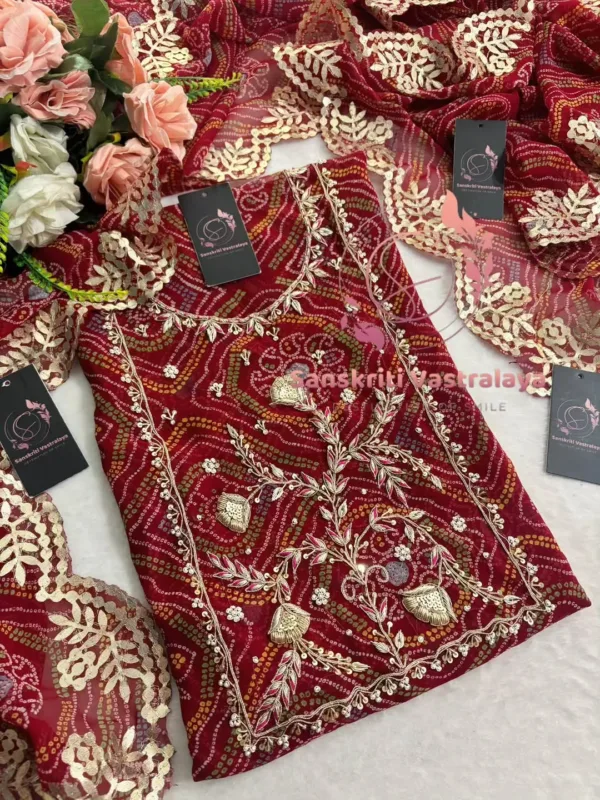 Georgette fabric kurta with zardoshi handwork