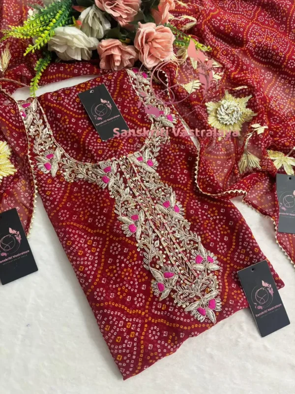 Georgette fabric kurta with zardoshi handwork