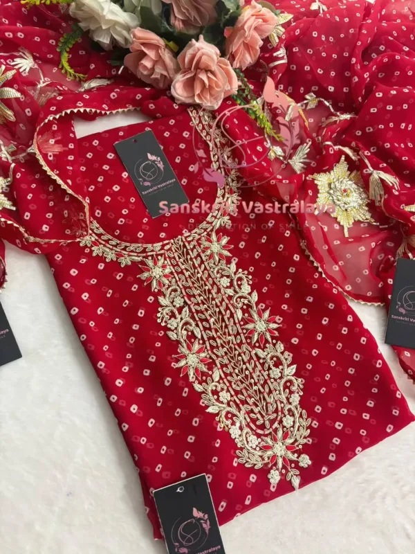 Georgette fabric kurta with zardoshi handwork