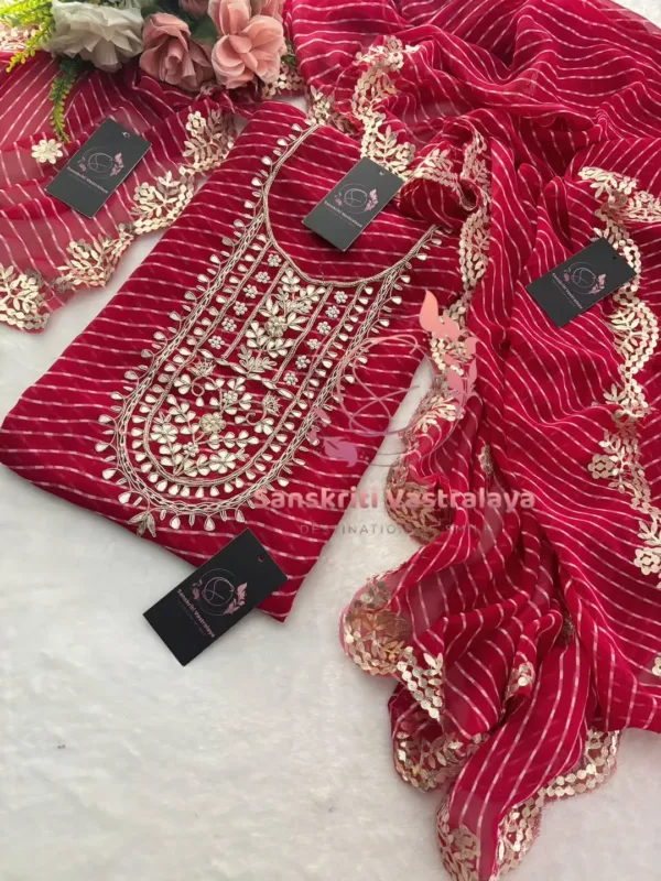 Georgette fabric kurta with zardoshi handwork