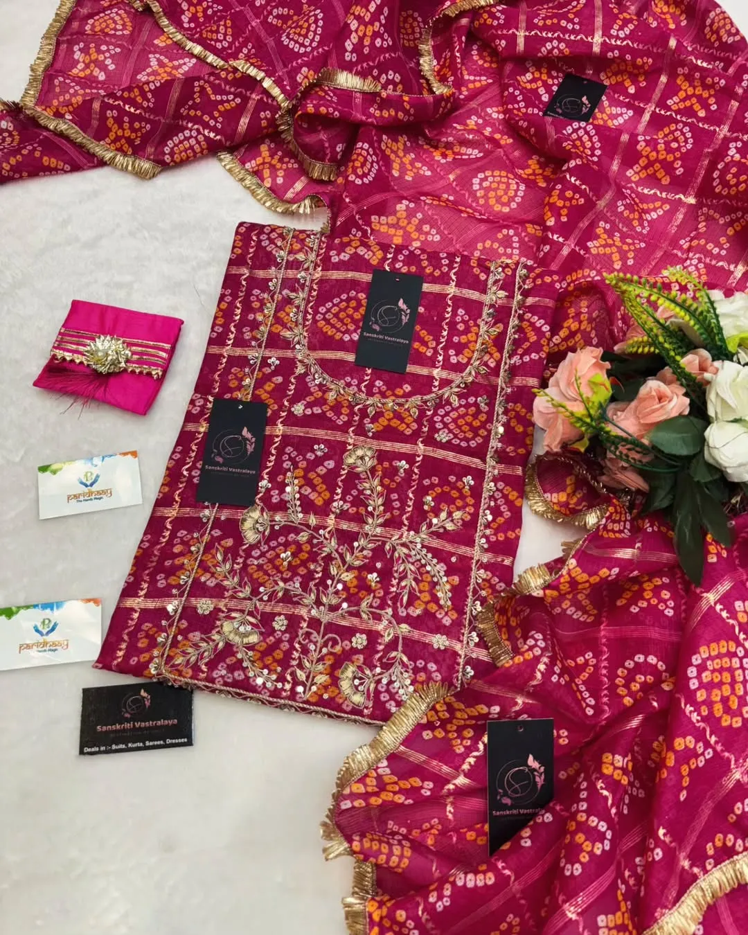 Kota doria fabric kurta with zardoshi handwork - Image 3