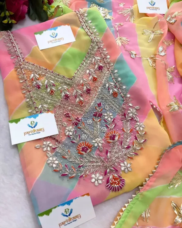 Georgette fabric kurta with zardoshi handwork - Image 2
