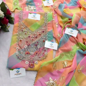 Georgette fabric kurta with zardoshi handwork