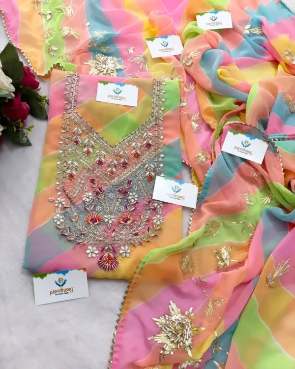 Georgette fabric kurta with zardoshi handwork