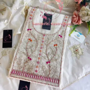 Chanderi Fabric Kurta with Zardozi Handwork