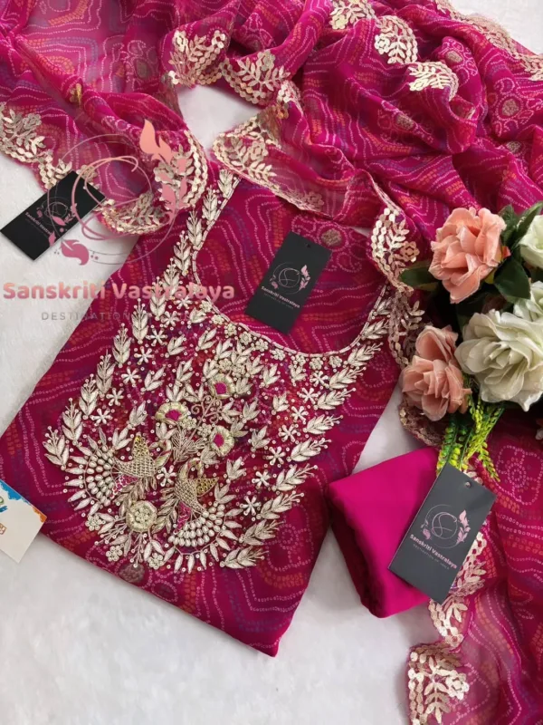 Georgette Fabric Kurta with Zardozi Handwork - Image 2
