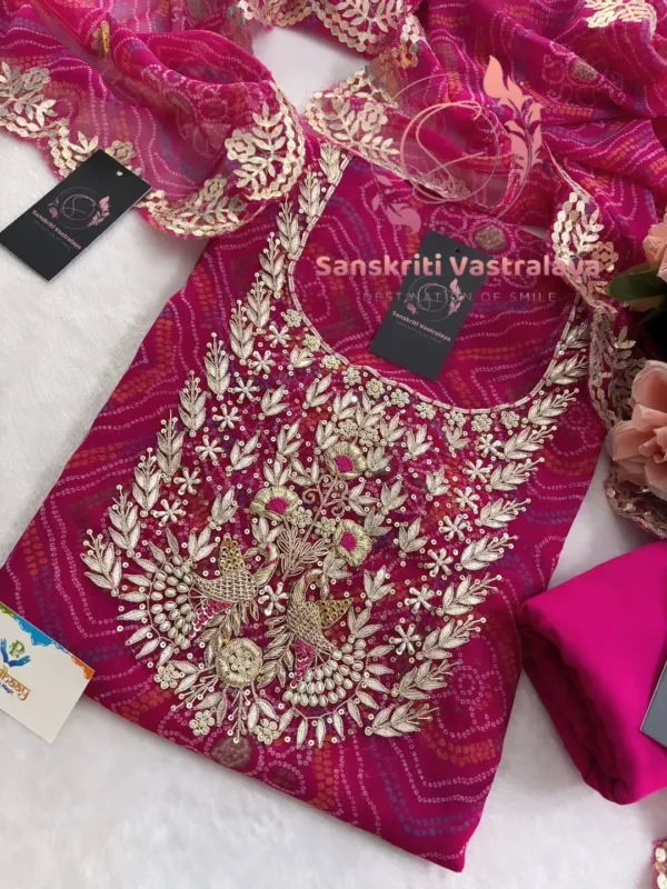 Georgette Fabric Kurta with Zardozi Handwork - Image 3