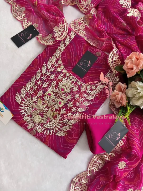 Georgette Fabric Kurta with Zardozi Handwork