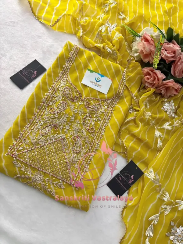 Georgette fabric kurta with zardoshi handwork - Image 3