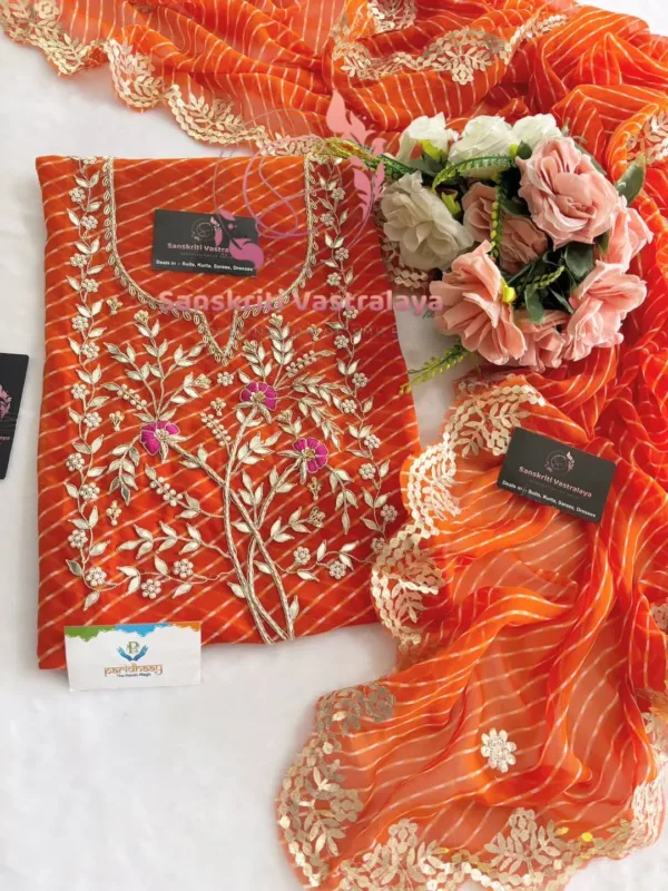 Georgette fabric kurta with zardoshi handwork