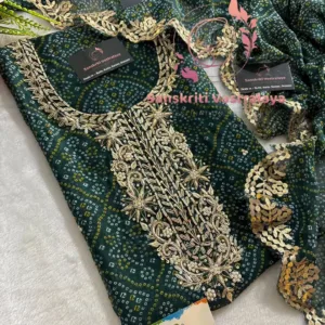 Georgette fabric kurta with zardoshi handwork