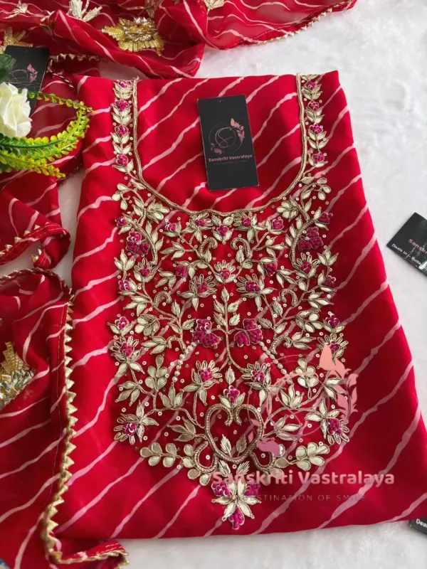 Georgette fabric kurta with zardoshi handwork - Image 2