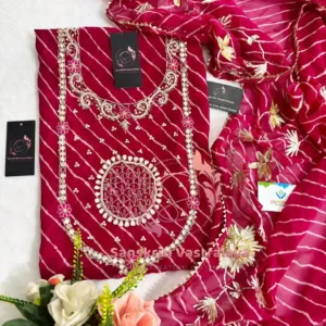 Georgette fabric kurta with zardoshi handwork