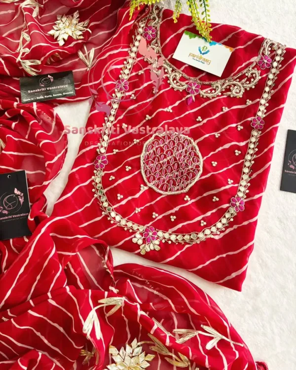 Georgette fabric kurta with zardoshi handwork - Image 2