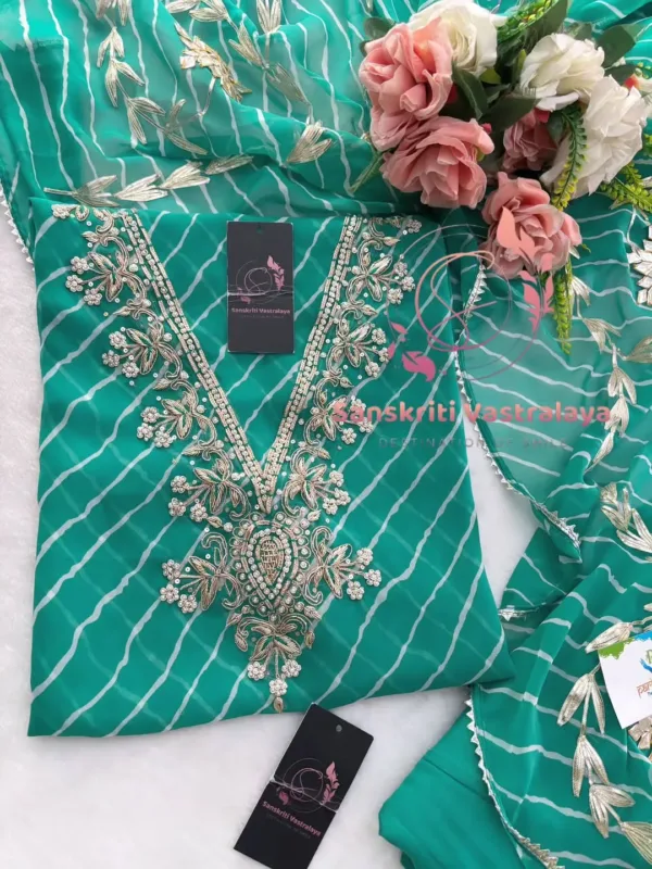 Georgette fabric kurta with zardoshi handwork - Image 2