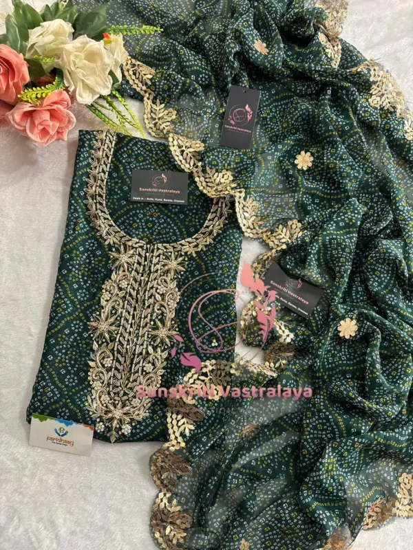 Georgette fabric kurta with zardoshi handwork - Image 2