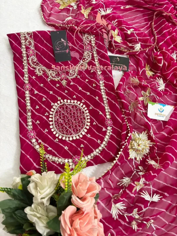 Georgette fabric kurta with zardoshi handwork