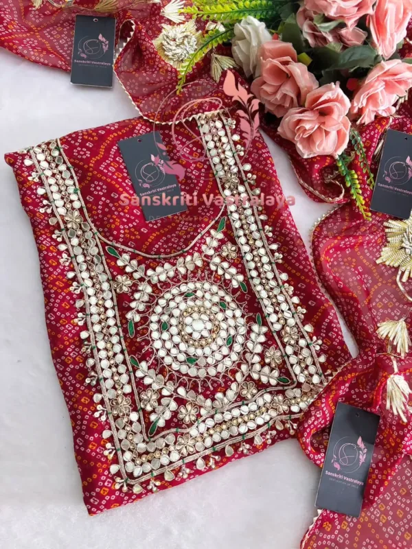 Georgette fabric kurta with zardoshi handwork - Image 3