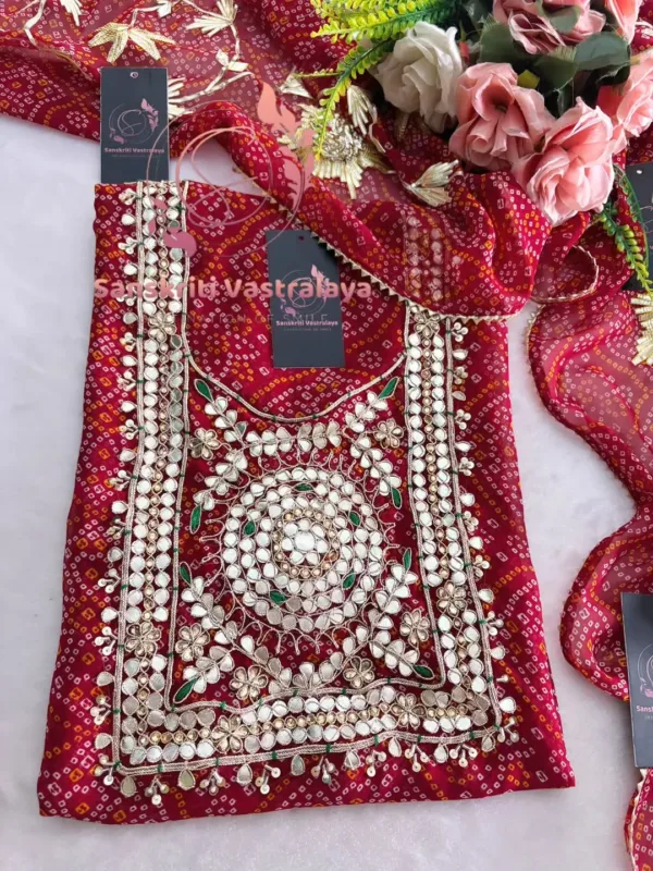 Georgette fabric kurta with zardoshi handwork - Image 2