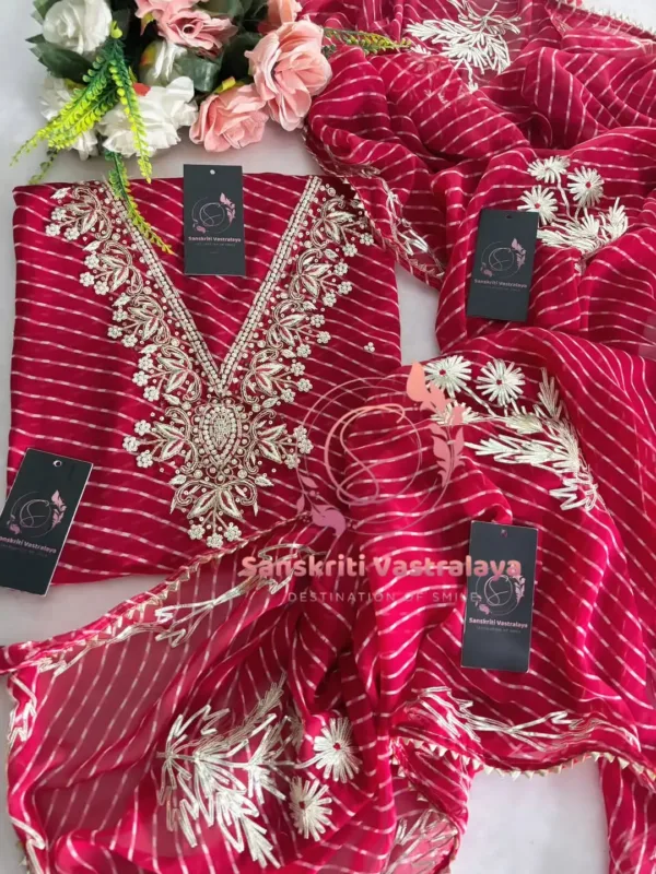 Georgette Fabric Kurta with Zardozi Handwork in Red