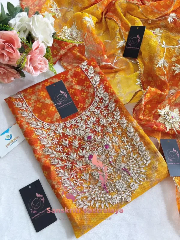 Kota doria fabric kurtawith zardoshi handwork - Image 2