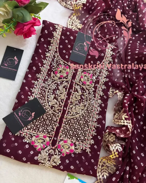 Georgette fabric kurta with zardoshi handwork - Image 2