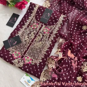 Georgette fabric kurta with zardoshi handwork