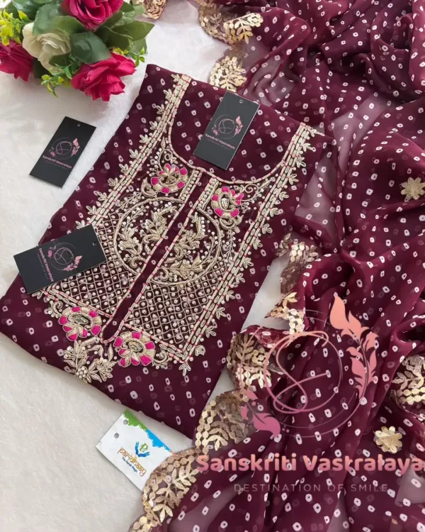 Georgette fabric kurta with zardoshi handwork