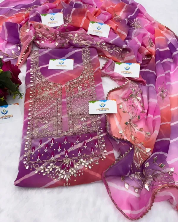 Georgette fabric kurta with zardoshi handwork - Image 3