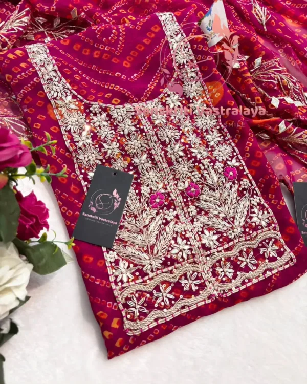 Georgette fabric kurta with zardoshi handwork - Image 2