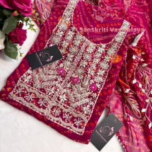 Georgette fabric kurta with zardoshi handwork