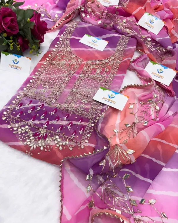 Georgette fabric kurta with zardoshi handwork